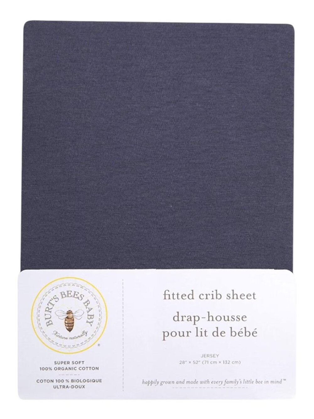 Burt’s Bees Baby Solid Fitted Crib Sheet Organic Cotton Indigo Blue